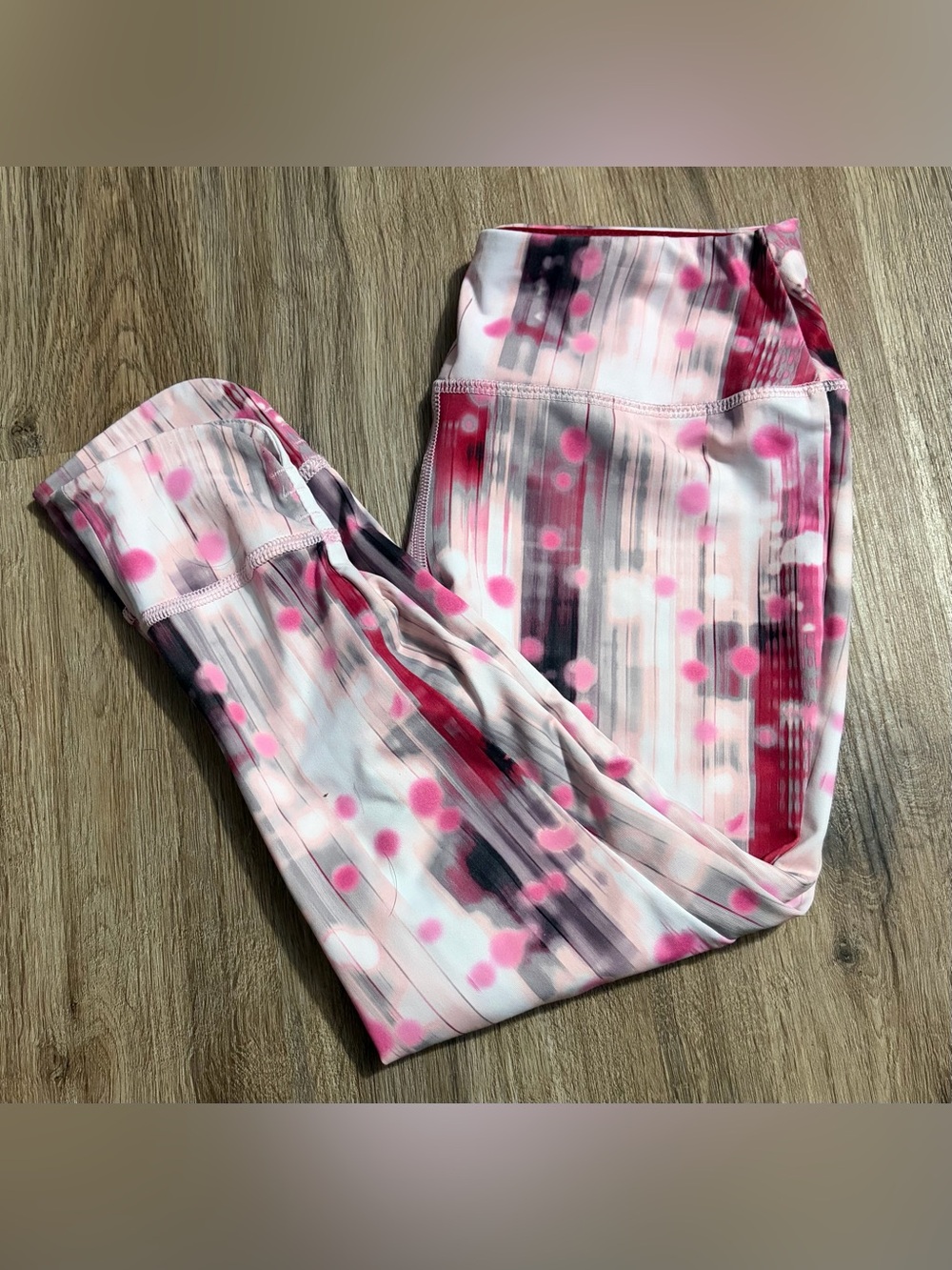 Avia - Pink & Black Abstract Print Leggings - Size 10/12